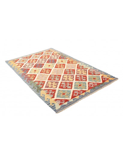 Tappeto Kilim Afghanistan bianco rosso 126x186
