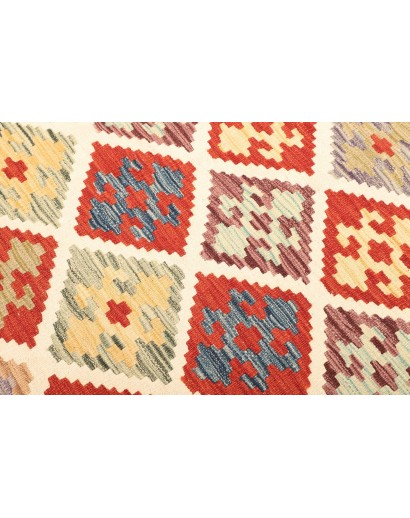 Tappeto Kilim Afghanistan bianco rosso 126x186