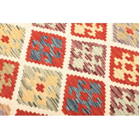 Tappeto Kilim Afghanistan bianco rosso 126x186
