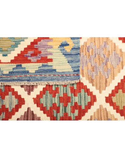 Tappeto Kilim Afghanistan bianco rosso 126x186
