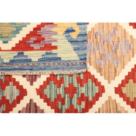 Tappeto Kilim Afghanistan bianco rosso 126x186