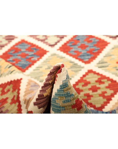 Tappeto Kilim Afghanistan bianco rosso 126x186
