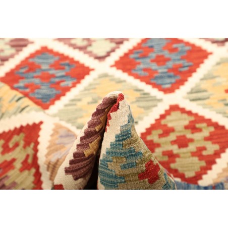 Tappeto Kilim Afghanistan bianco rosso 126x186