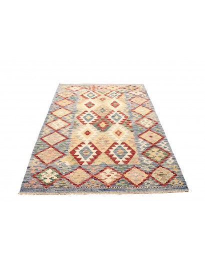 Tappeto Kilim Afghanistan bianco giallo 124x179