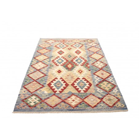 Tappeto Kilim Afghanistan bianco giallo 124x179