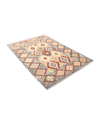 Tappeto Kilim Afghanistan bianco giallo 124x179