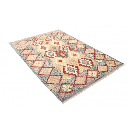 Tappeto Kilim Afghanistan bianco giallo 124x179