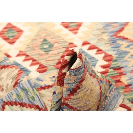 Tappeto Kilim Afghanistan bianco giallo 124x179
