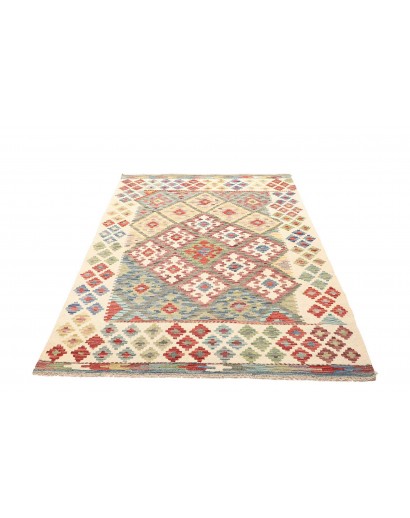 Tappeto Kilim Afghanistan bianco marrone 132x178