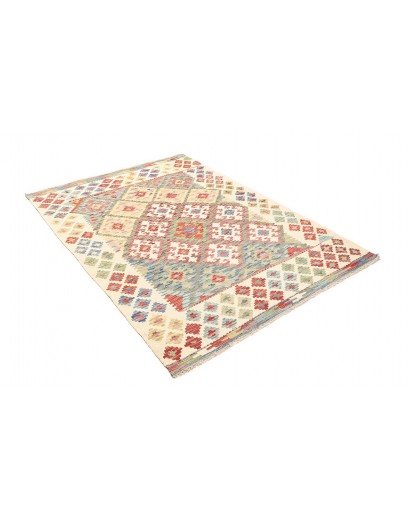 Tappeto Kilim Afghanistan bianco marrone 132x178