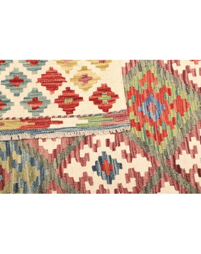 Tappeto Kilim Afghanistan bianco marrone 132x178
