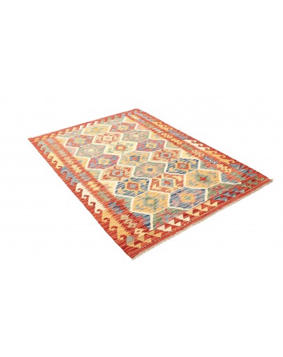 Tappeto Kilim Afghanistan marrone rosso 128x176