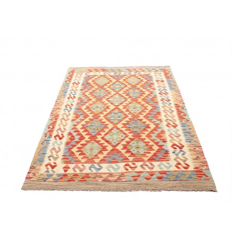 Tappeto Kilim Afghanistan giallo blu 124x182