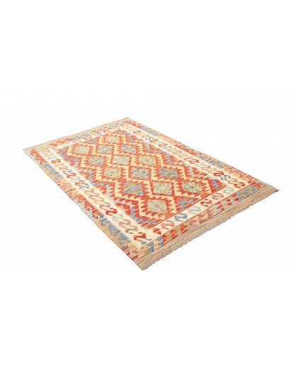 Tappeto Kilim Afghanistan giallo blu 124x182
