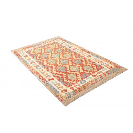 Tappeto Kilim Afghanistan giallo blu 124x182
