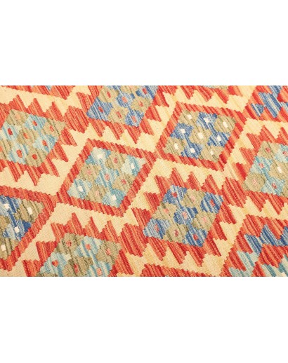 Tappeto Kilim Afghanistan giallo blu 124x182