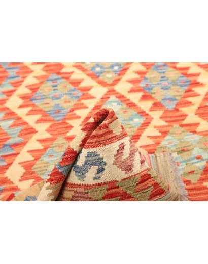 Tappeto Kilim Afghanistan giallo blu 124x182