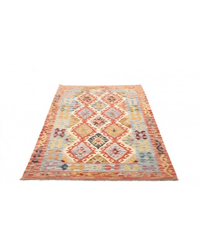 Tappeto Kilim Afghanistan bianco arancione 129x177