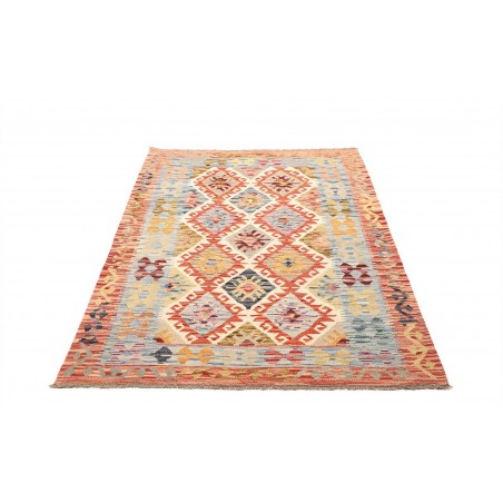Tappeto Kilim Afghanistan bianco arancione 129x177