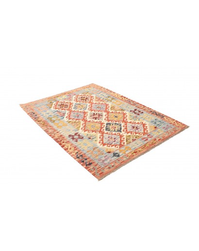 Tappeto Kilim Afghanistan bianco arancione 129x177