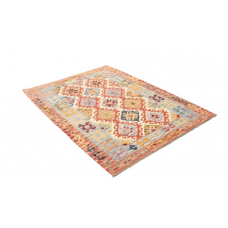 Tappeto Kilim Afghanistan bianco arancione 129x177