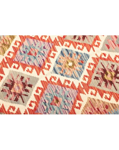 Tappeto Kilim Afghanistan bianco arancione 129x177
