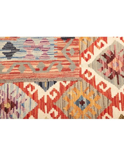 Tappeto Kilim Afghanistan bianco arancione 129x177
