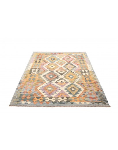 Tappeto Kilim Afghanistan bianco giallo 130x180