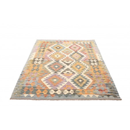Tappeto Kilim Afghanistan bianco giallo 130x180