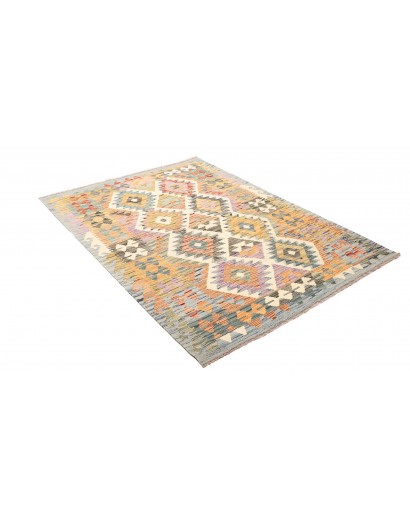 Tappeto Kilim Afghanistan bianco giallo 130x180