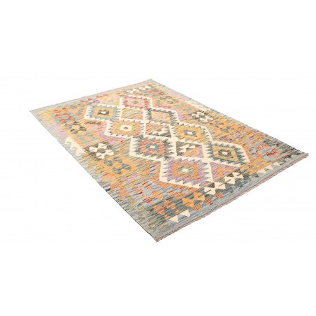 Tappeto Kilim Afghanistan bianco giallo 130x180