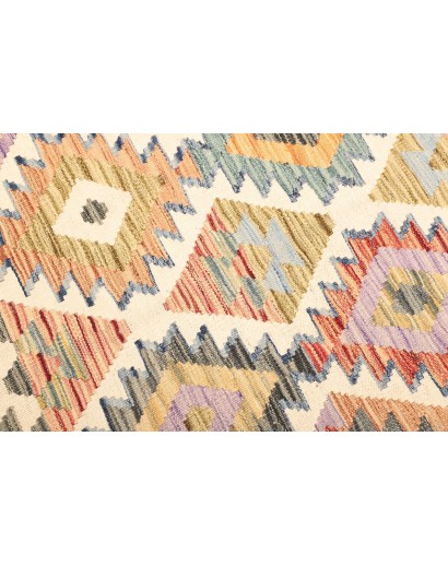 Tappeto Kilim Afghanistan bianco giallo 130x180