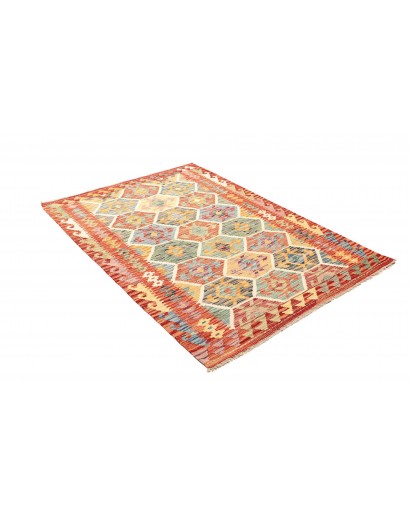Tappeto Kilim Afghanistan marrone rosso 126x176