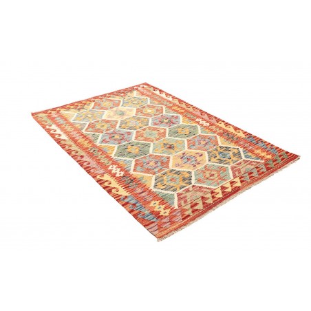 Tappeto Kilim Afghanistan marrone rosso 126x176
