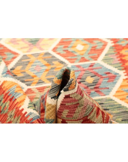 Tappeto Kilim Afghanistan marrone rosso 126x176