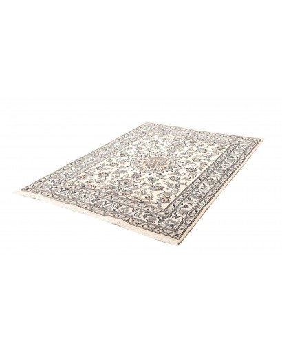 Tappeto Nain Kashmar Persia bianco grigio 150x200