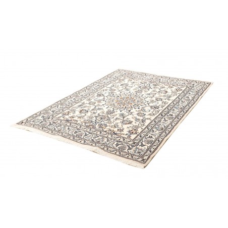 Tappeto Nain Kashmar Persia bianco grigio 150x200