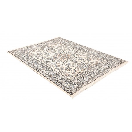 Tappeto Nain Kashmar Persia bianco grigio 150x200