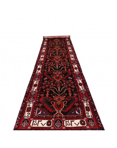 Tappeto Hamadan Persia grigio marrone 102x477