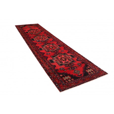 Tappeto Hamadan Persia grigio rosso 104x395