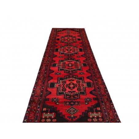 Tappeto Hamadan Persia grigio rosso 104x395