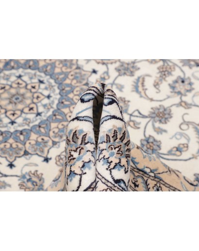 Tappeto Nain Kashmar Persia bianco grigio 198x295