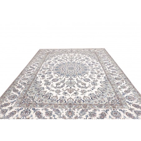 Tappeto Nain Kashmar Persia bianco grigio 244x349