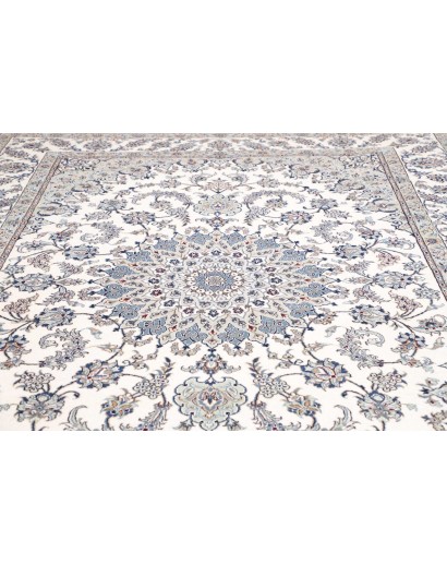 Tappeto Nain Kashmar Persia bianco grigio 244x349