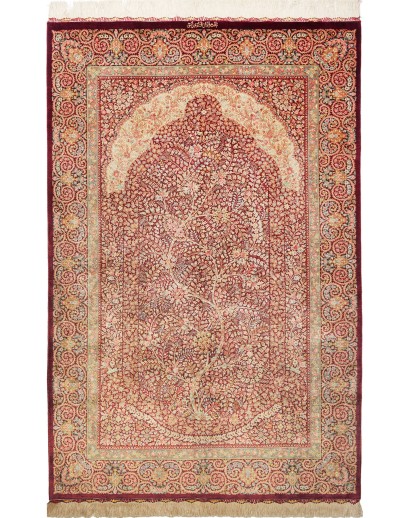 Tappeto Ghom seta Persia marrone 101x156