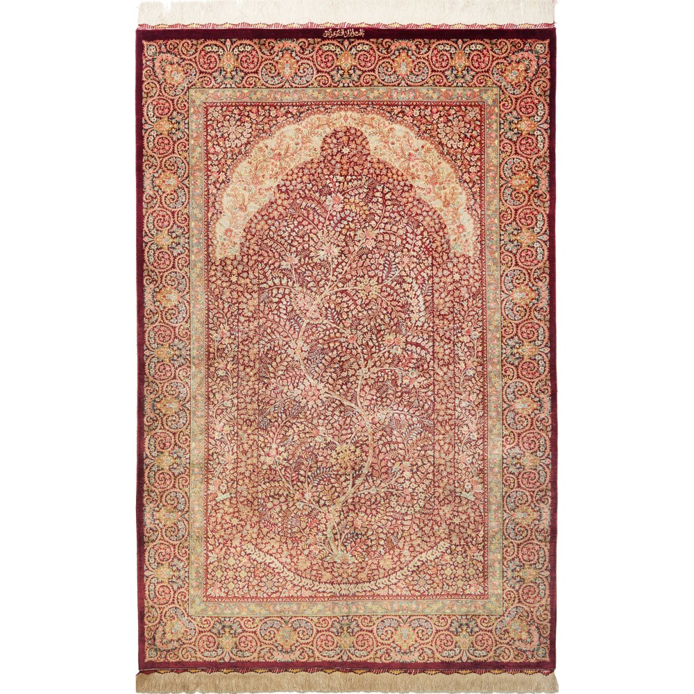 Tappeto Ghom seta Persia marrone 101x156 Tappeto Ghom seta Persia marrone 101x156