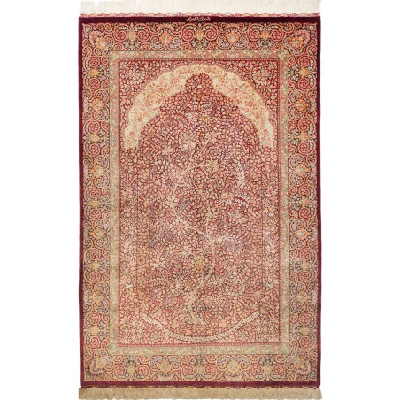 Tappeto Ghom seta Persia marrone 101x156