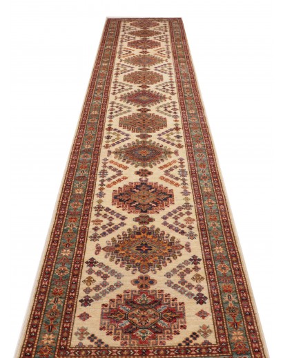 Tappeto Kazak Fine Pakistan arancione grigio 79x404