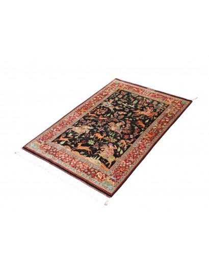 Tappeto Ghom seta Persia marrone giallo 78x117