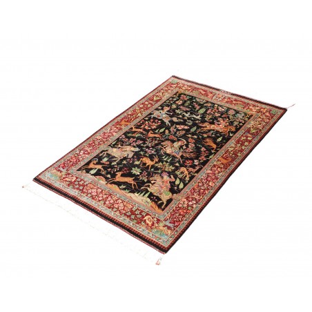Tappeto Ghom seta Persia marrone giallo 78x117